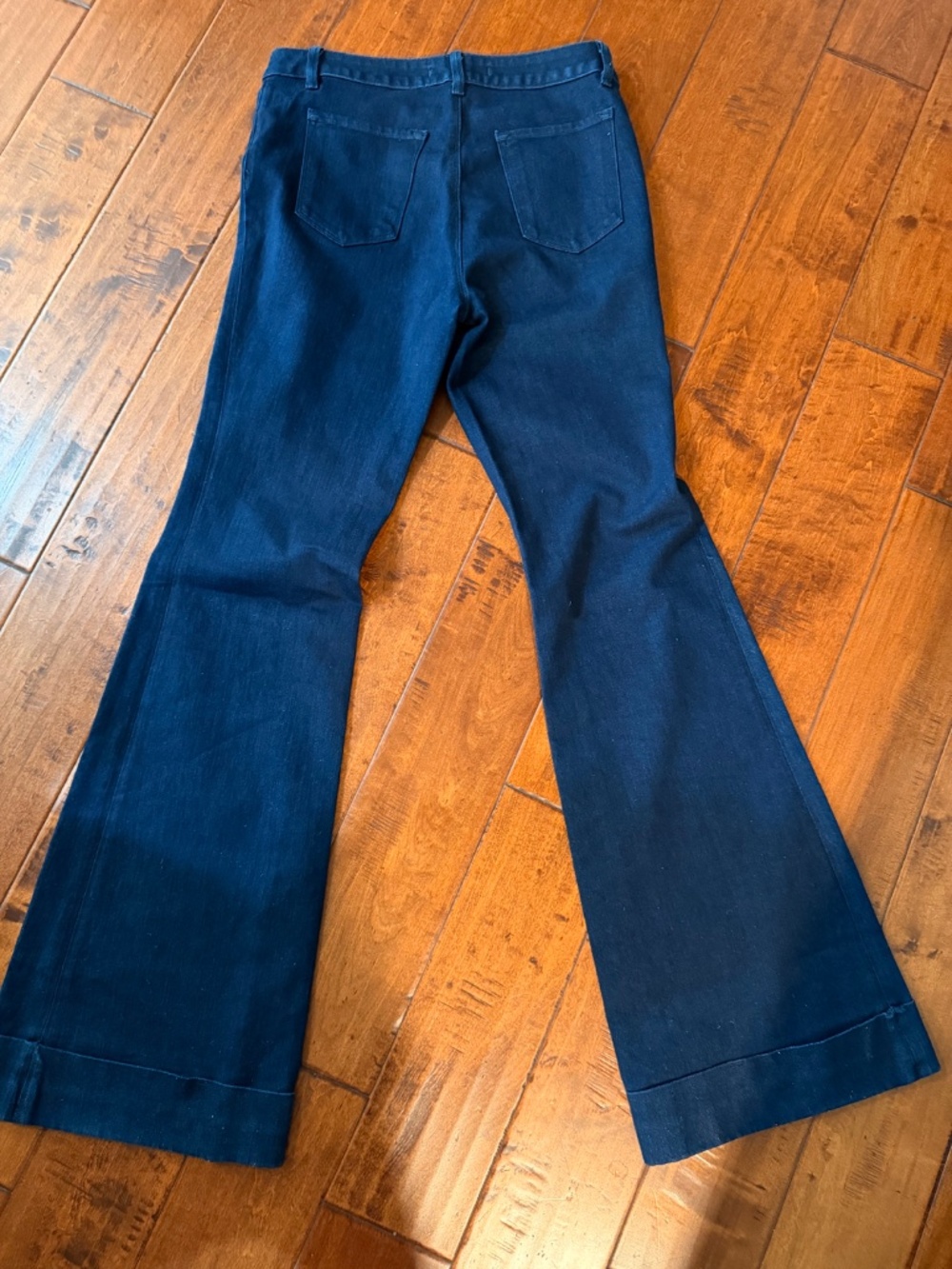 J Brand High Waisted Flare Jeans with prominent cuff at hem. - Picture 2 of 5